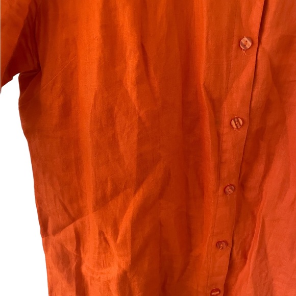 Ecru Anthropologie 100% Linen Orange Tunic Blouse Button Down XL - Picture 4 of 10